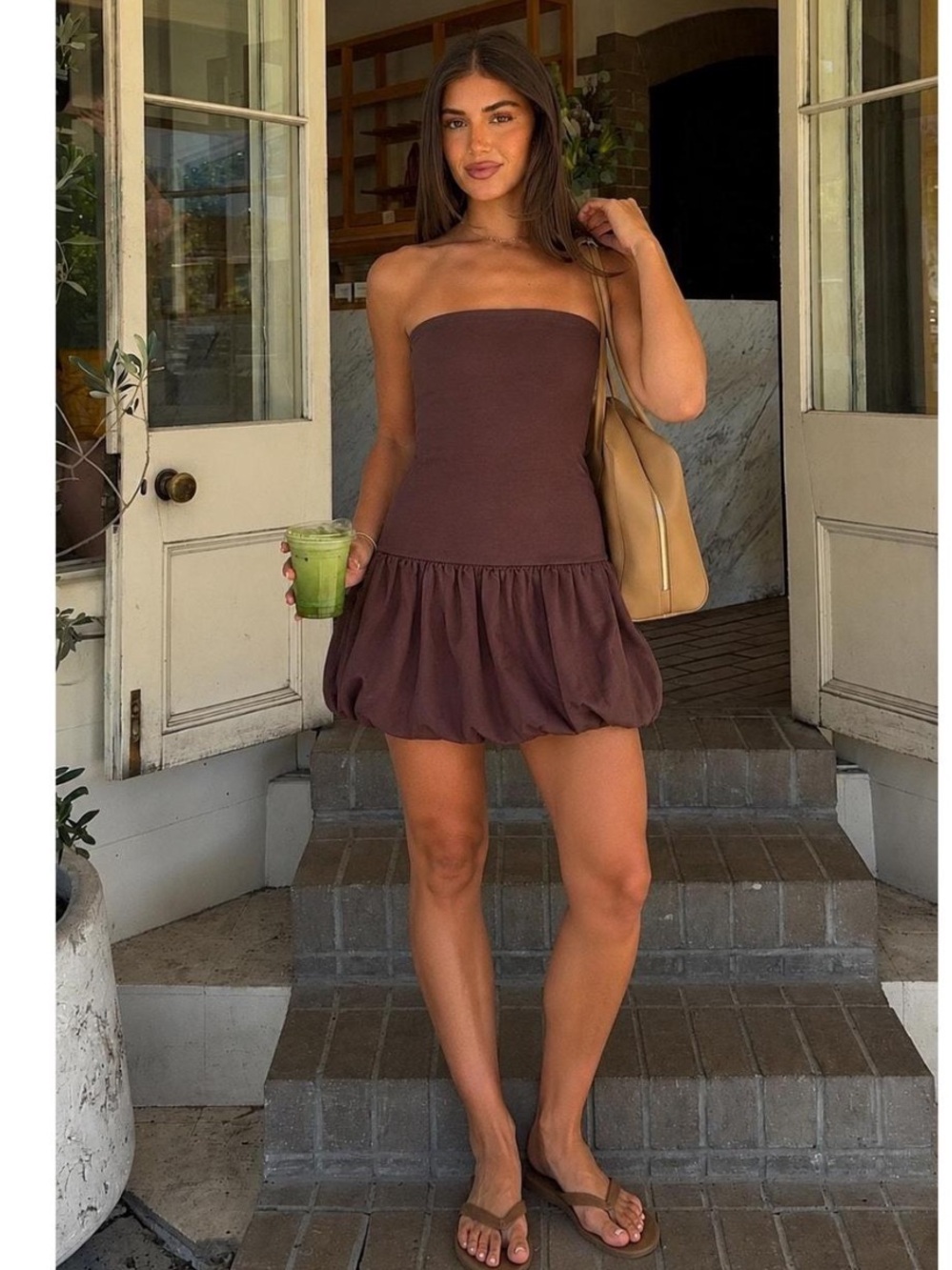 NWT Wild Fable Strapless Bubble Hem
Mini Dress Chocolate Brown Party Y2K Large